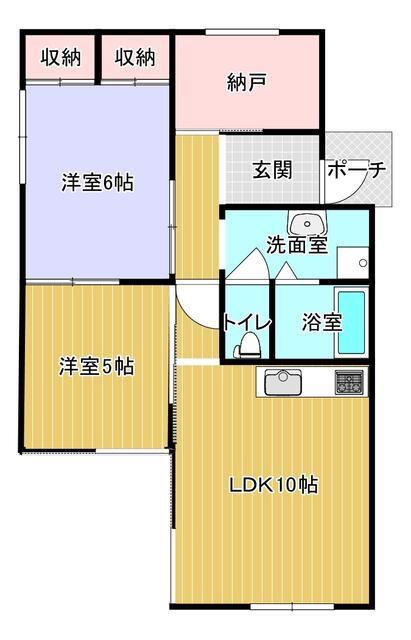 アーバンヴィラ長上(2LDK/1階)の間取り写真
