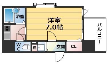 ディナスティ福島(1K/9階)の間取り写真