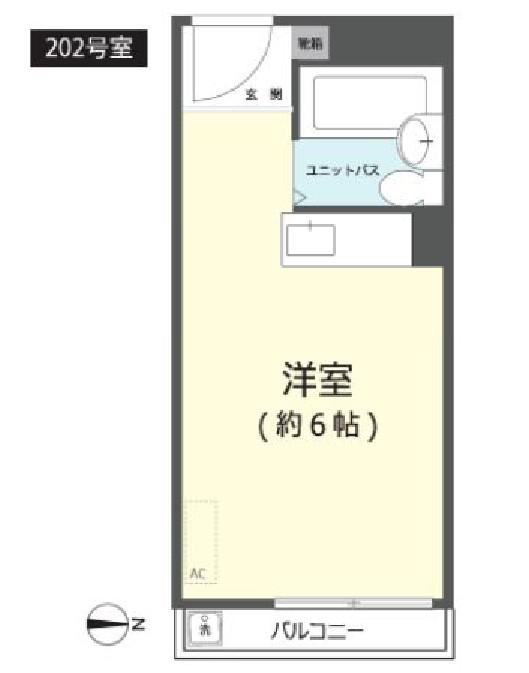アリヴィオ横浜南(ワンルーム/2階)の間取り写真
