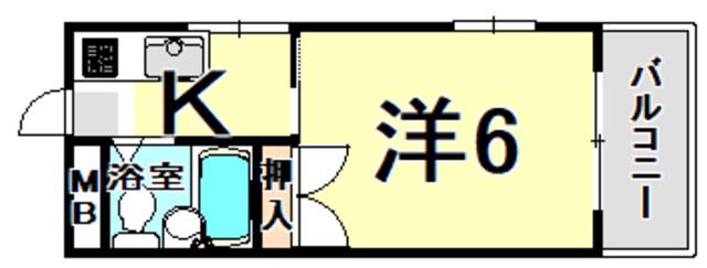 木谷ハイツ(1K/3階)の間取り写真