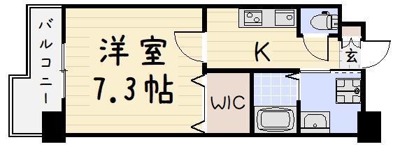 アクシオ三萩野(1K/6階)の間取り写真