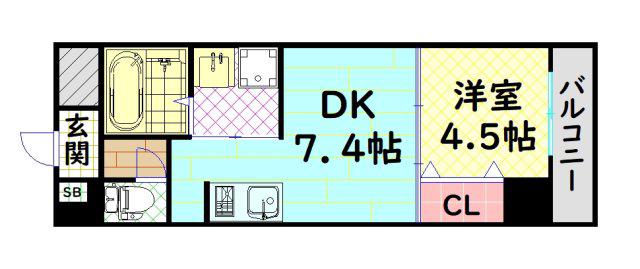 リアライズ深井駅前(1DK/7階)の間取り写真