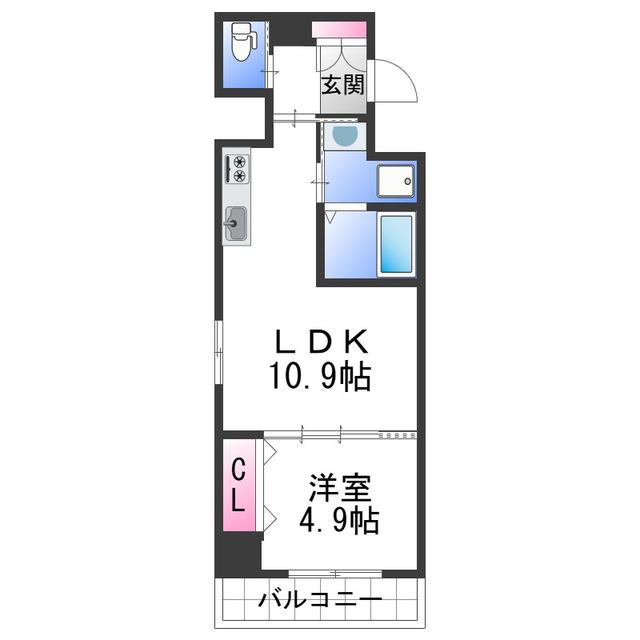 WISTERIA広道(1LDK/7階)の間取り写真