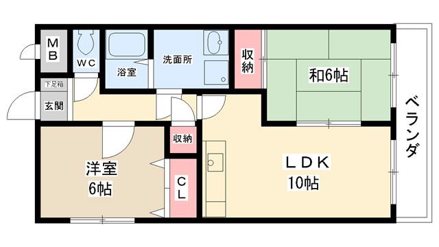 ビラ・エトワール(2LDK/4階)の間取り写真