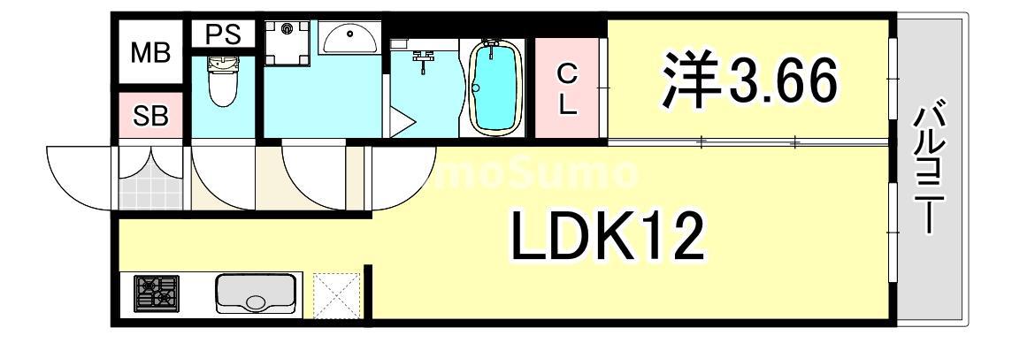 ES-GRANDE大阪 CITY AVENUE(1LDK/6階)の間取り写真