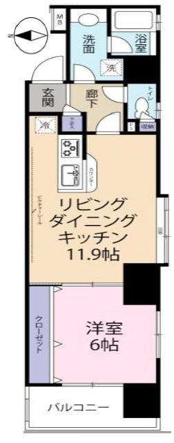 ホームズ武蔵小杉(1LDK/9階)の間取り写真