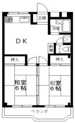 マンションウィンディ(2DK/3階)の間取り写真