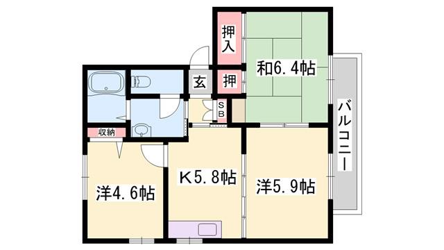 ディアスタツノ(3K/2階)の間取り写真