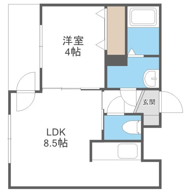 マリオット共栄町(1LDK/1階)の間取り写真