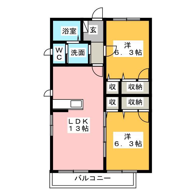 メゾンドレディ(2LDK/1階)の間取り写真