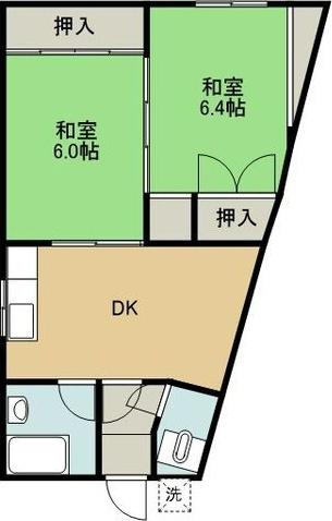 あずま荘(2DK/2階)の間取り写真