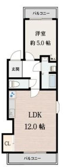 グリシーヌ京町(1LDK/2階)の間取り写真