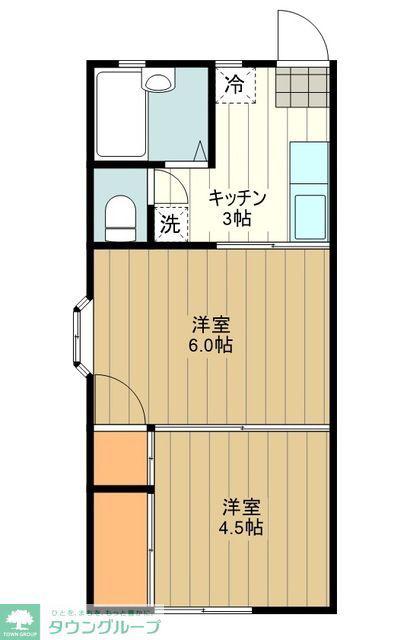 KMハイツ(2K/1階)の間取り写真