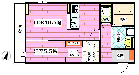 メゾン カルム(1LDK/3階)の間取り写真
