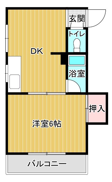 光ハイツ(1DK/4階)の間取り写真