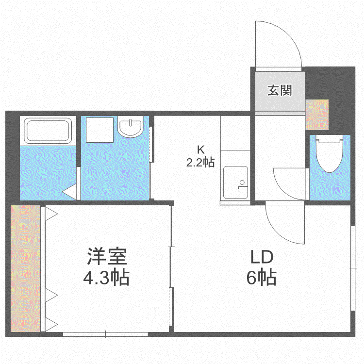 ラグーナ麻生(1LDK/3階)の間取り写真