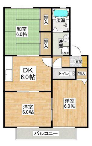 ベルフォーレ2(3DK/1階)の間取り写真