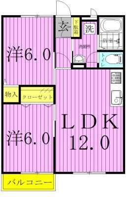 クレール南青山(2LDK/2階)の間取り写真