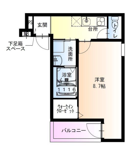 フジパレス湊駅南(1K/2階)の間取り写真