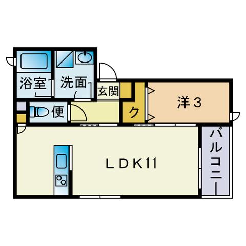 クレスコート(1LDK/2階)の間取り写真