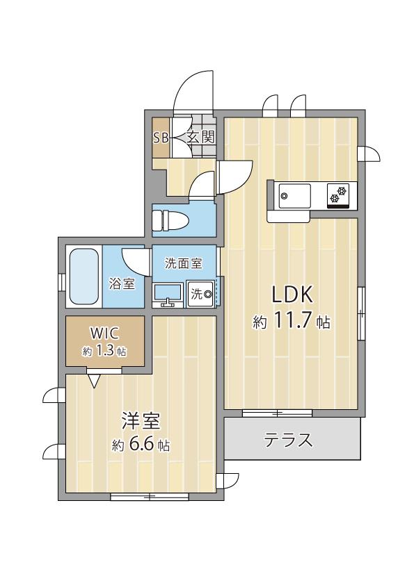 CONISTON LODGE(1LDK/1階)の間取り写真