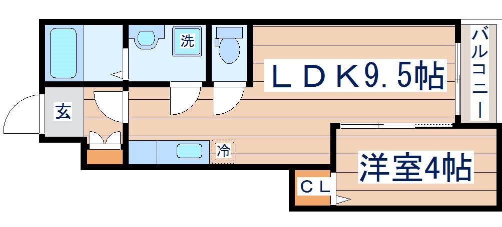 プランドール錦町(1LDK/1階)の間取り写真