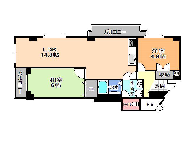 シャンポールミヤ(2LDK/2階)の間取り写真
