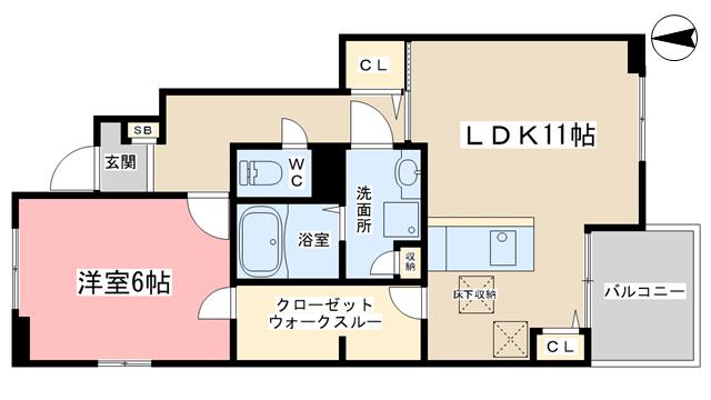 シュエット小川(1LDK/1階)の間取り写真