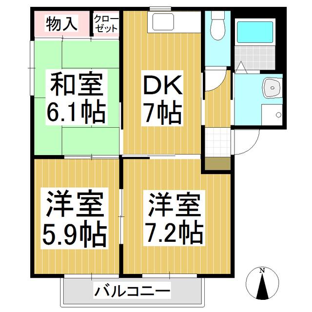バリュージュヤマト(3DK/2階)の間取り写真