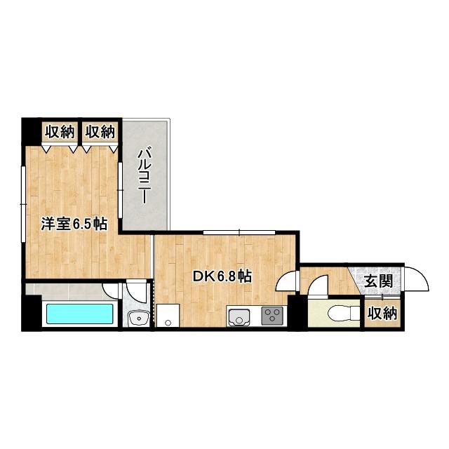 ZEUS桜川プレミアム(1DK/11階)の間取り写真