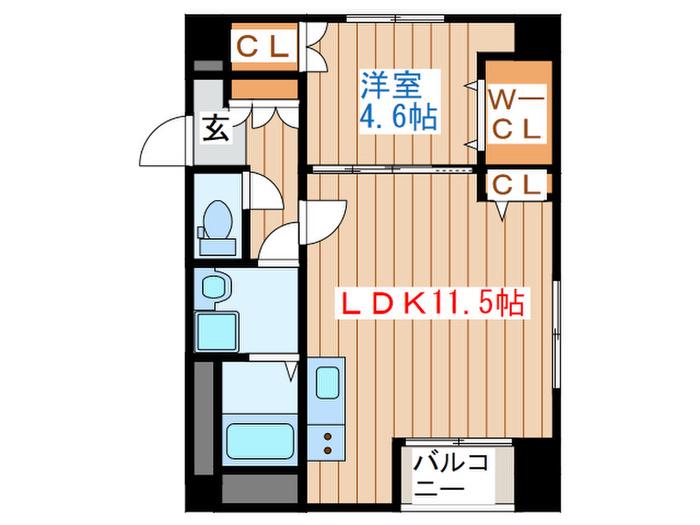 J-010上杉(1LDK/3階)の間取り写真