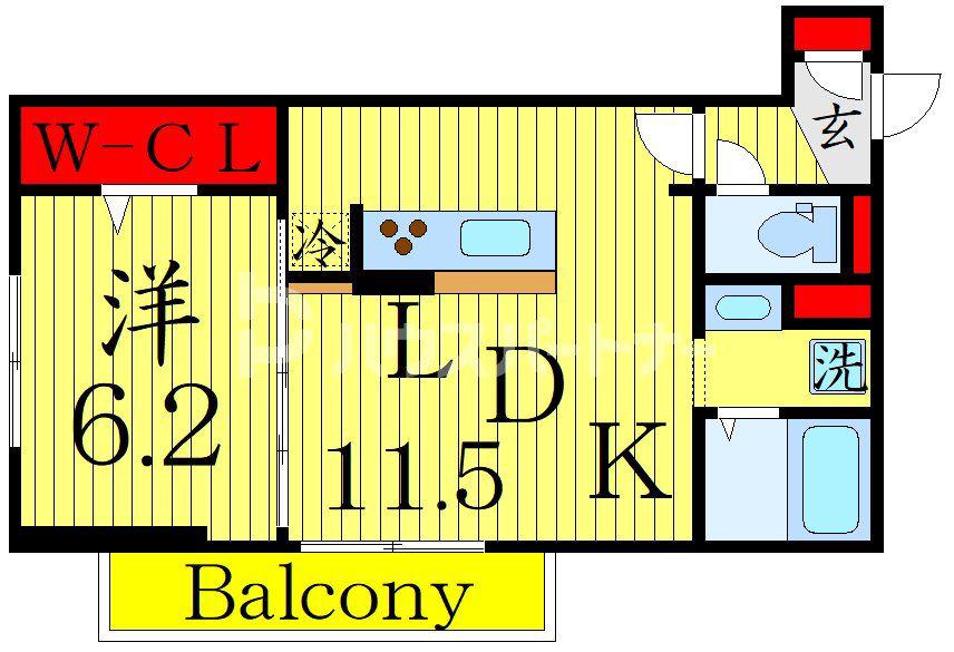 D-ROOM弁天3丁目 C(1LDK/1階)の間取り写真