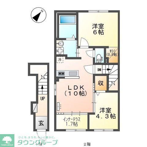 シャルール(2LDK/2階)の間取り写真