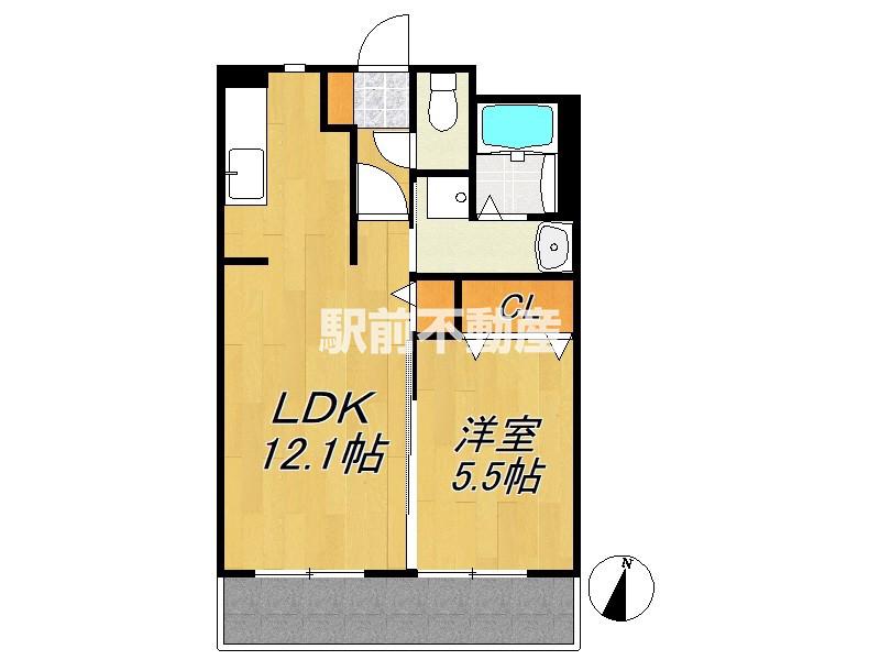 ユーミー中原 A(1LDK/3階)の間取り写真