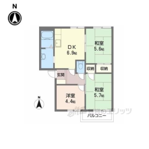 コスモハイツ弐番館(3DK/2階)の間取り写真