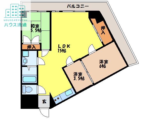 東亜物産ビル(3LDK/4階)の間取り写真