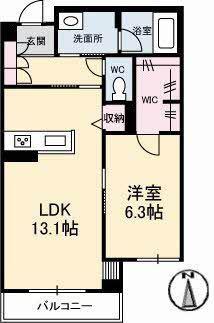 ロイヤルウイング(1LDK/1階)の間取り写真