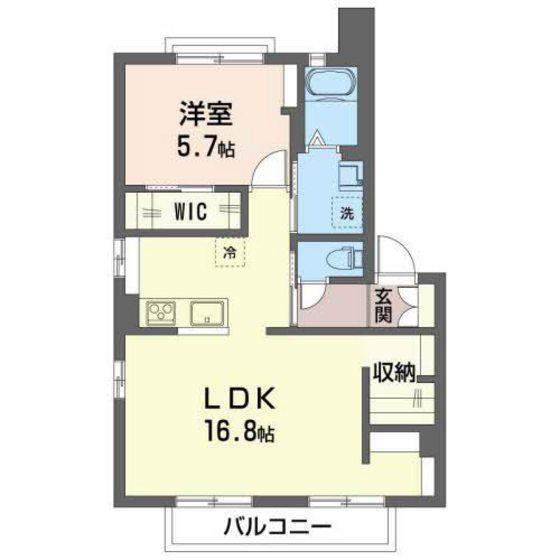 レーヴィンス稲葉(1LDK/2階)の間取り写真