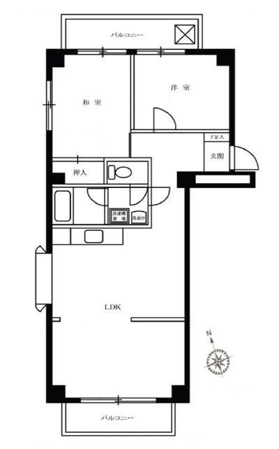 東山レジデンス(2LDK/2階)の間取り写真