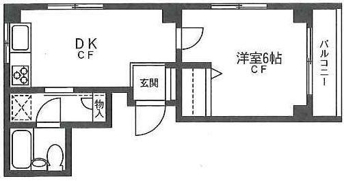 カーサよしば(1DK/4階)の間取り写真