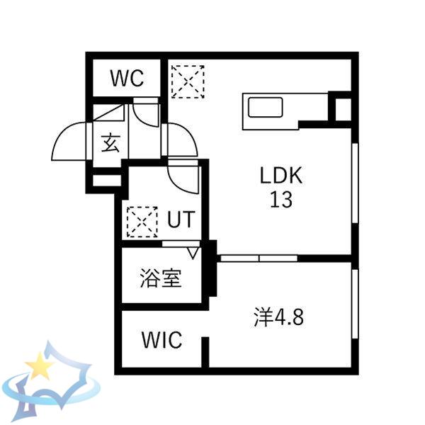 南13西7MS(1LDK/4階)の間取り写真