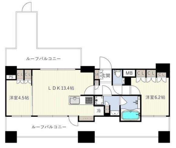 ES-GRANDE木場公園(2LDK/8階)の間取り写真
