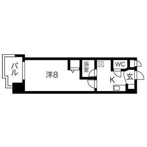 ベル花の木(1K/6階)の間取り写真
