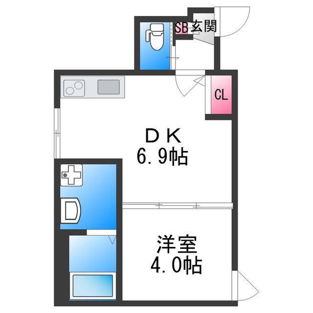 F ASECIA PUR 湊(1DK/3階)の間取り写真