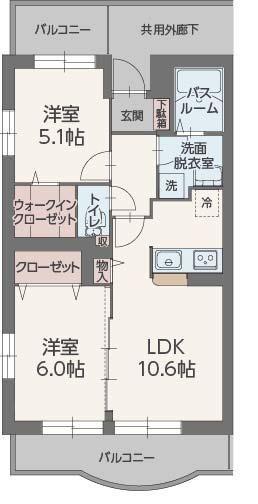 ブルーローズ(2LDK/3階)の間取り写真