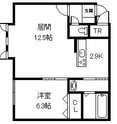 エクレール B棟(1LDK/2階)の間取り写真