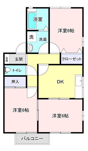 ニューキャピタルVI番館(3DK/1階)の間取り写真