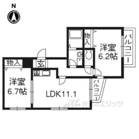 グレースコート山崎(2LDK/3階)の間取り写真