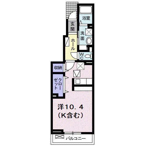 ビッグゲートA(ワンルーム/1階)の間取り写真