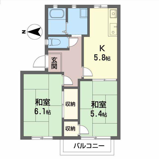 グリーンフルかつらぎ(2K/2階)の間取り写真